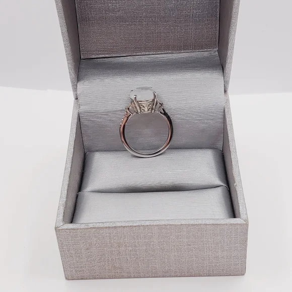 Genuine Moonstone & Diamond Ring - Picture 2 of 7